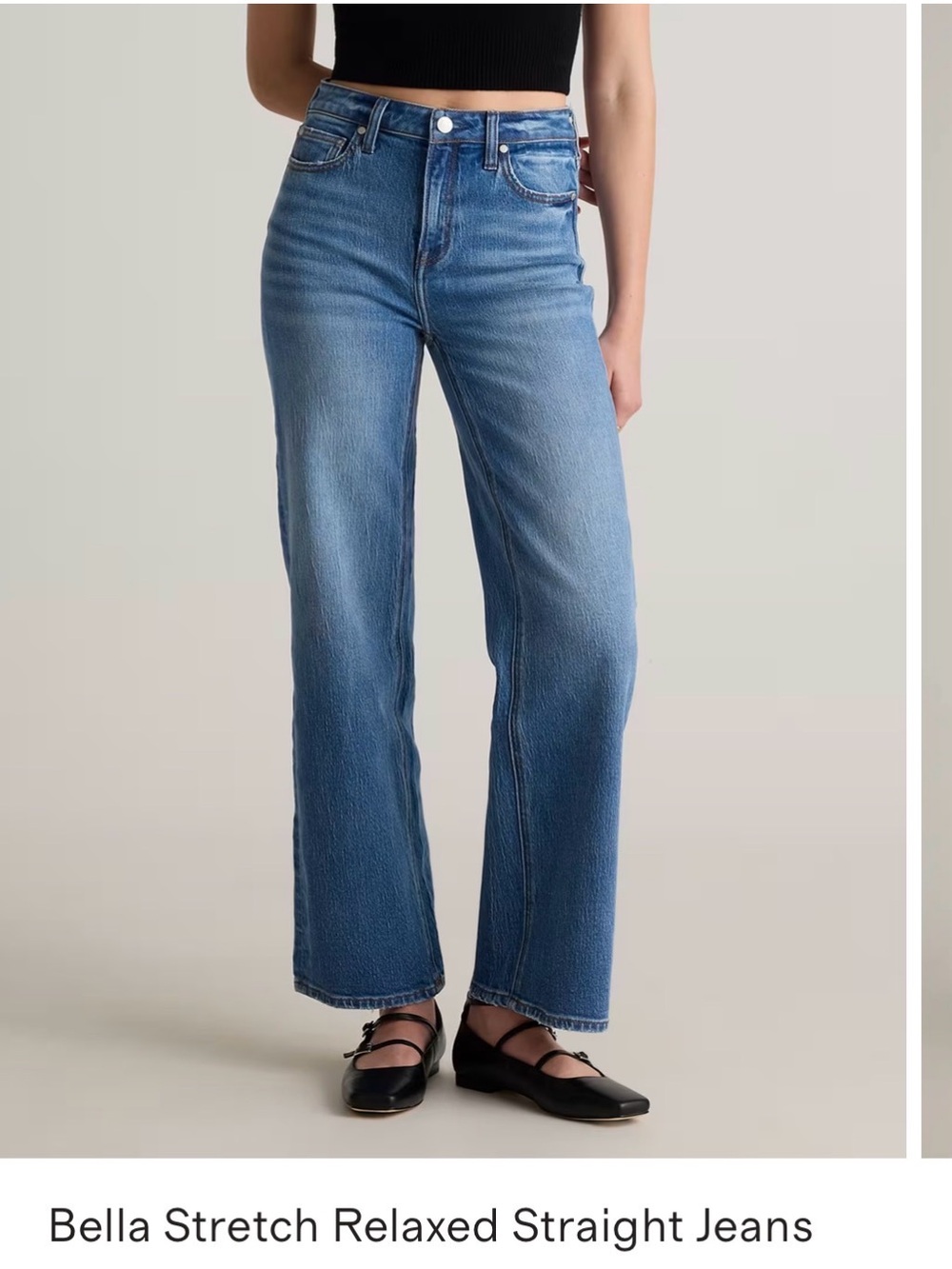 Quince Bella Stretch Straight-Leg Jeans - Medium Blue Wash